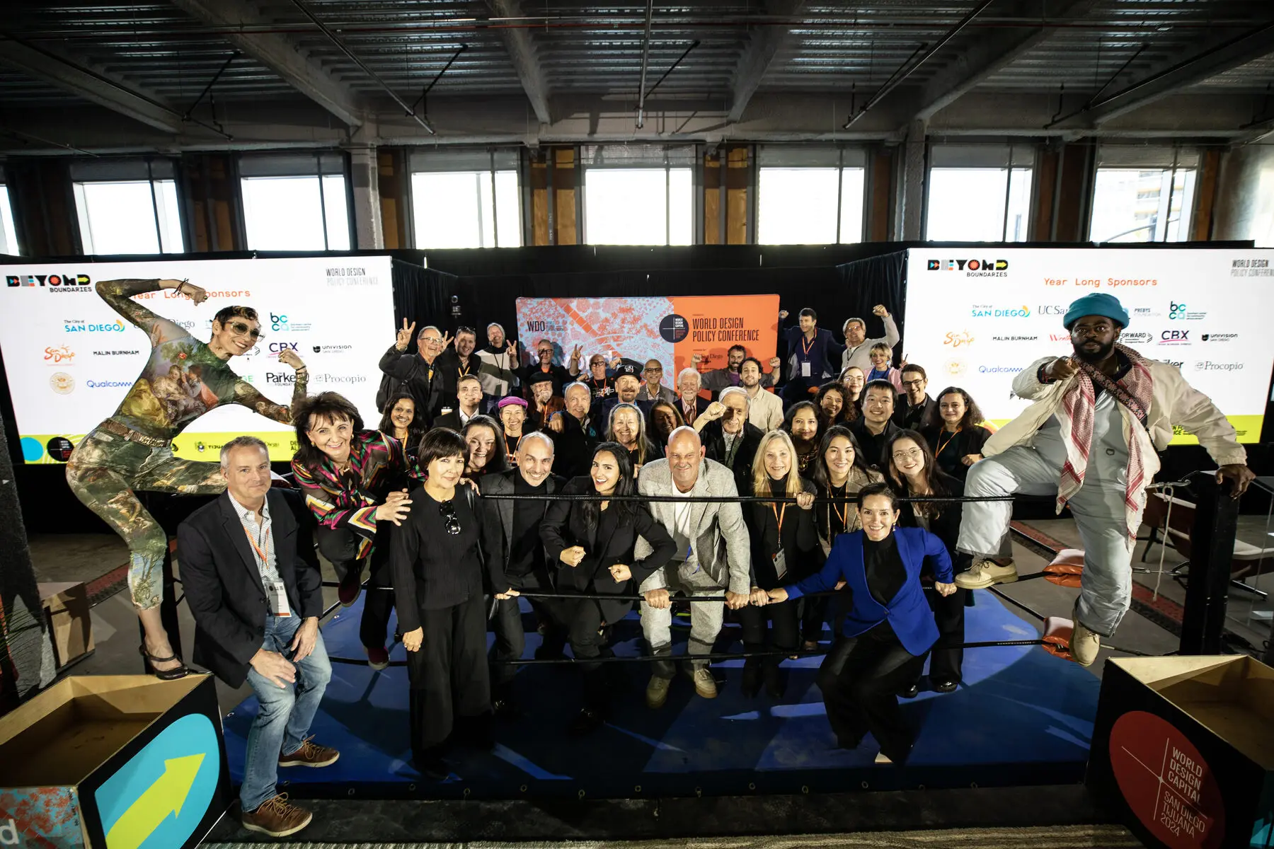 Speakers, performers and team gathered for a group photo